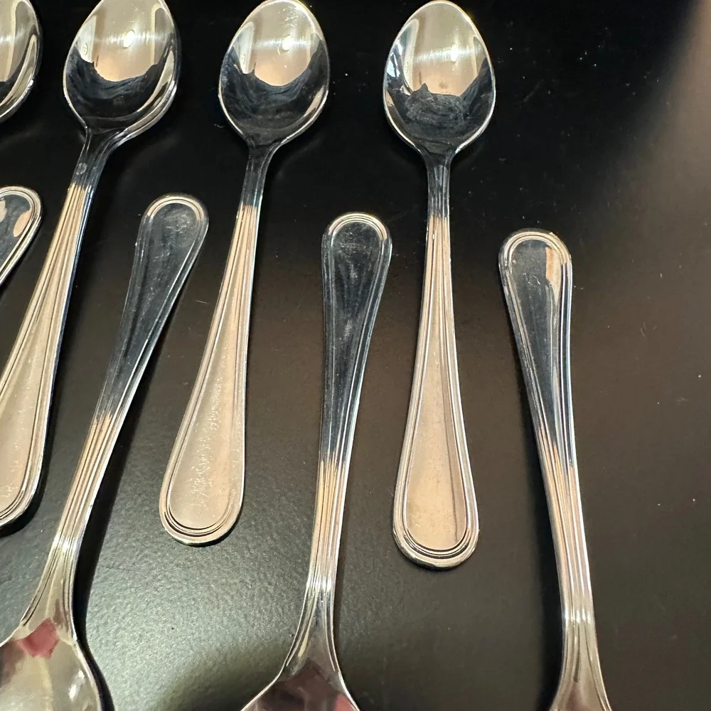 Chromolit Demitasse Spoons 18-10 Stainless Steel Silver Fiddle Set of 11 4.5